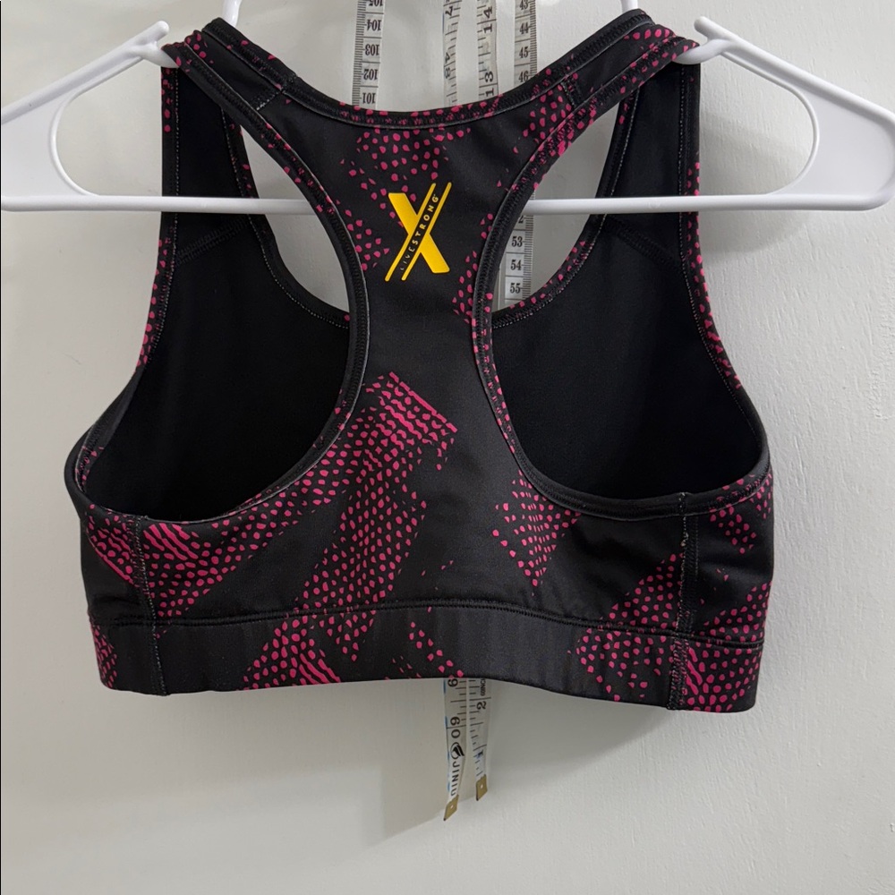 Nike Black Sports Bra with Pink Dot Print and Yellow Swoosh - Picture 3 of 7